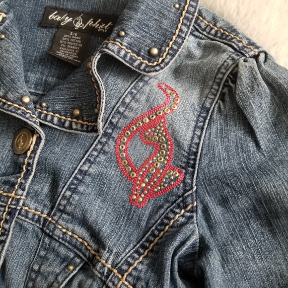 Baby Phat Girlz Y2K Embroidered Jean Jacket Size 5/6 - Picture 4 of 10